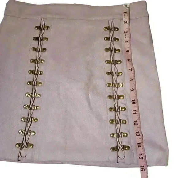 Women's Missguided Faux Suede Buckle Lace Up Mini Lilac Skirt - Picture 10 of 11